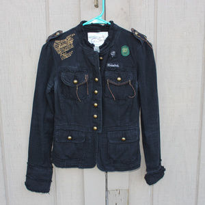 Love Stitch Black Boho Military Jacket